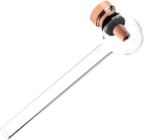 Pipe à fumer en verre avec tête métallique - Pipes en verre de 115 mm - Pipe à fumer esthétique et élégante