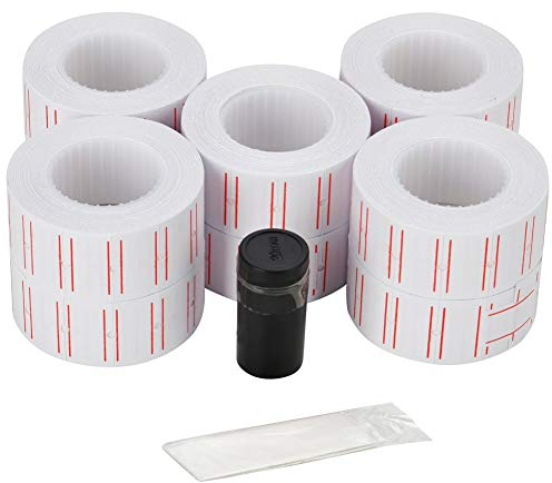 Alitamei 10 Rollen 21mm*12mm Preisauszeichner Etiketten, passend für Mx-5500 Etikettiermaschine weiße Preisschildaufkleber 1 Rollen à 600, insgesamt 6000 Etiketten)
