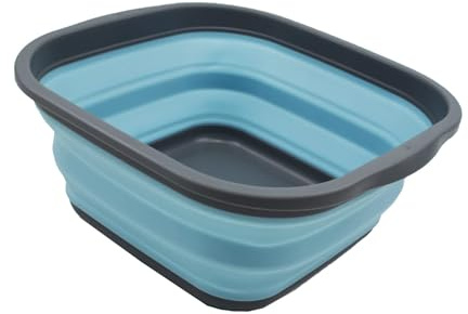 SAMMART 5,5 l zusammenklappbare Wanne – Faltbare Geschirrwanne – tragbares Waschbecken – platzsparende Kunststoff-Waschwanne (Grau/Seeengel)