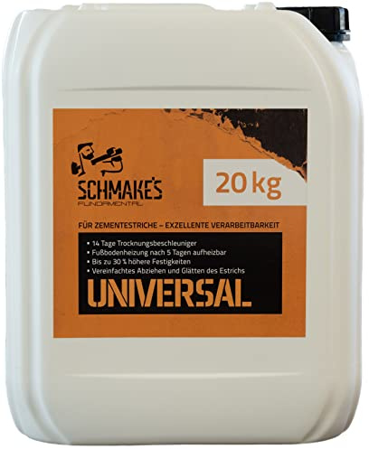 SCHMAKES Universal Estrichbeschleuniger 20kg für ca. 100m² Zement-Estrich | IBF-Zertifiziert, 4 Wochen schneller, Zusatzmittel, Plastifizierer, Schnellbinder, Trocknungsbeschleuniger, Beton-Estrich