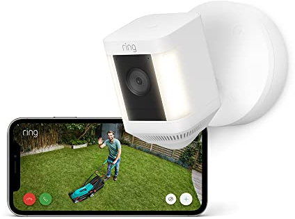 Ring Spotlight Cam Plus Wired | Outdoor Security Camera 1080p HD Video, Two-Way Talk, Night Vision, LED Spotlights, Siren, alternative to CCTV system | 30-day free trial of Ring Subscription