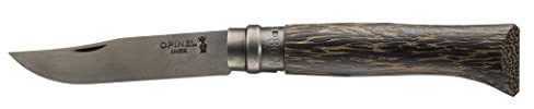 Opinel No. 08 Palm Wood Black limitiert Taschenmesser, 8,3 cm lange Clip-Point-Klinge aus 12C27M, 254636 Braun