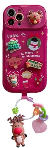 Lcmei 2023 New Christmas Tree Pendant Flip Mirror Case Cover for iPhone 14 Pro Max Christmas Style Folding Phone Case with Camera Protector TPU Shockproof