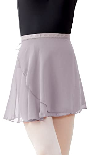 Phoeswan Dance Skirts for Girls (S/L) & Women (XL), Ballet Chiffon Wrap Skirt with Ties, Grayish Purple, XL