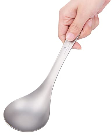 iBasingo Cucchiaio in titanio con grande ciotola mestolo per zuppa salsa riso cucina kit da cucina campeggio all'aperto cucina cucina cucina stoviglie leggero metallo minestra mestolo Ti1038T