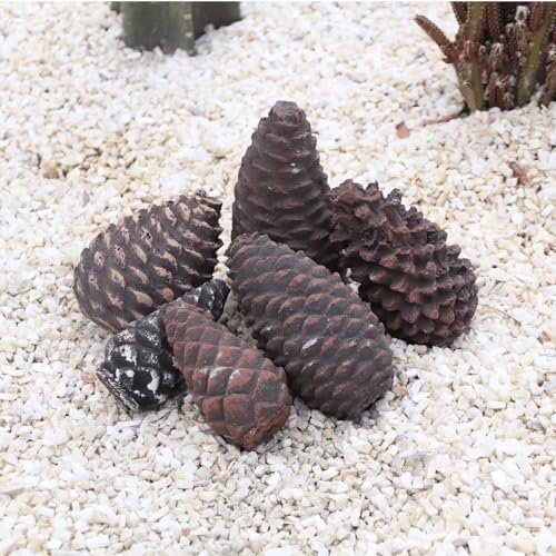 heyfurni Ceramic Pinecone Fire Logs for Christmas Decoration, Artificial Pinecone Shape for Fireplace & Fire Pit, Gel-Ethanol, Indoor/Outdoor, 6pcs