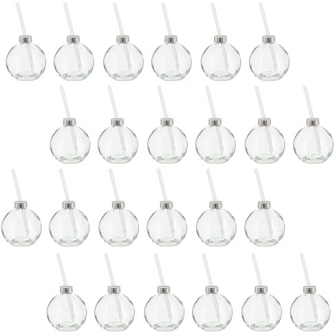 Novaliv Lot de 24 tasses de vin chaud personnalisables avec paille - 400 ml - Boule de Noël comme gobelet à vin chaud - Motif boule de Noël - Tasse de Noël - Chauffe-mains