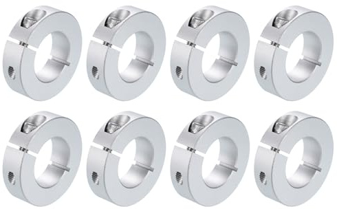QUARKZMAN 8 Stück Geteilte Stellringe Klemmring für Wellenkragen 25mm Bohrung, 45mm Außendurchmesser, 12mm Dicke, Aluminiumlegierung Tiefenanschlagringe mit Gewindestift Spaltklemme