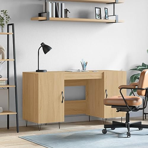 ShGaxin Schreibtisch Sonoma-Eiche 140x50x75 cm Holzwerkstoff, Gaming Tisch, Computertisch, Computer Desk, Office Table, Bürotisch, Arbeitstisch, Nähtisch, Pc Tisch - 829543