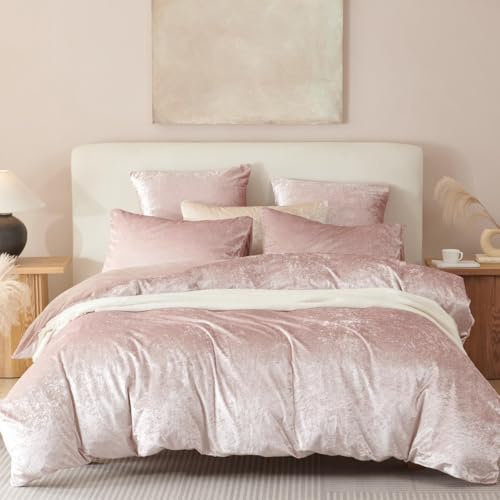 Lanqinglv Rosa Bettwäsche 135x200 cm Biber Flauschig Glänzend Plüsch Flanell Winter Warme Wendebettwäsche Set ÖKO-TEX Bettbezug mit Reißverschluss und 1 Kissenbezug 80x80cm