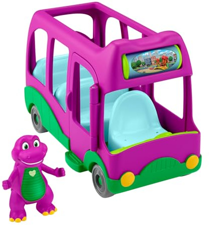 Fisher-Price Il Mondo di Barney - Autobus delle Avventure, set con veicolo e personaggio snodato Barney incluso, ispirato alla serie animata, giocattolo per bambini, 3+ anni, HYG95