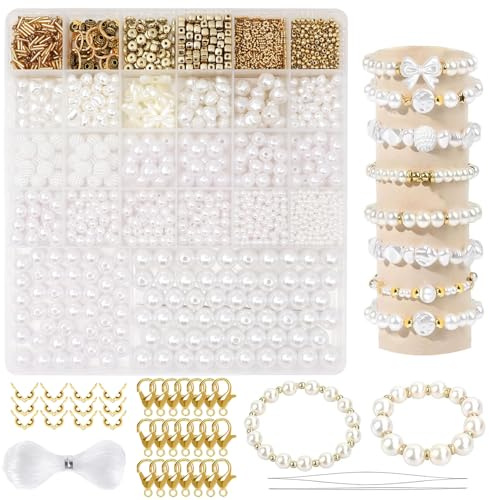 XIMKONTER 2050pcs Perlen Für Armbänder,Armbänder Selber Machen Mit Glasperlen, Perlen Set Zum Auffädeln,Perlenset für Weihnachten Partys Kinder Feiertage DIY Bracelet Making Kit Halsketten Handwerk