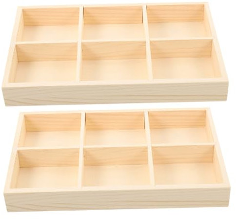 Alipis 6grid Stackable Craft Storage Box Wooden Compartment Divider Sorter Tabletop Display Belt Socks Underwear Organizer
