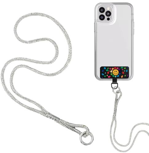 CULEO Colgantes para móviles,Cadena para teléfono móvil con forma de diamante para colgar en el cuello, universal, ajustable, antipérdida, con clip
