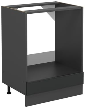 Vicco Herdumbauschrank R-Line, Anthrazit Landhaus, 60 cm | MDF-Front · Ohne Arbeitsplatte · Höhenverstellbare Füße · Metallgriffe · Einfache Integration ✓
