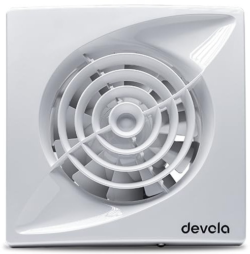 Devola 100mm Bathroom Extractor Fan with Timer, Quiet Axial Fan, 4 inch Bathroom Fan, Kitchen Fan, Made in Britain (Timer Model) - DVQF100T