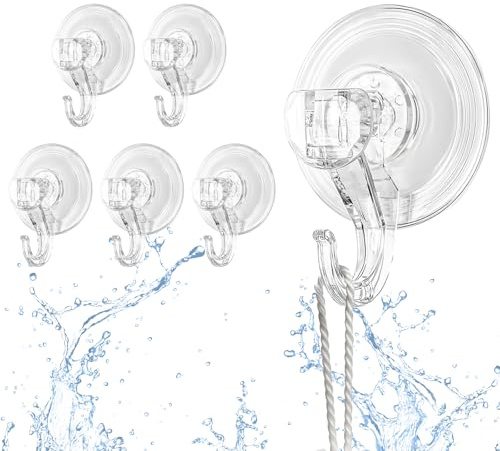 SoeUyd 6 Piezas Gancho Ventosa, Colgador Ventosa, Ganchos de Ventosa para Ventanas, Ventosas con Ganchos, Capacidad de Carga 3KG, Adecuados para Ventanas de Cristal, Baños, Cocinas y Aseos