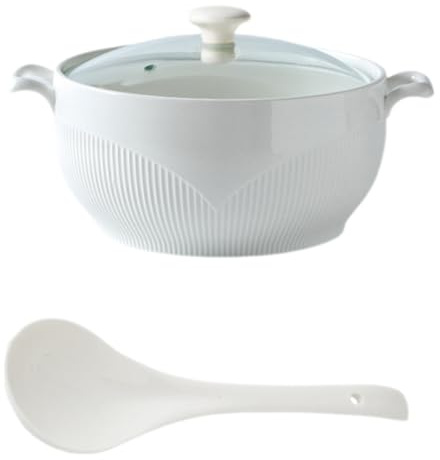 Eleeonora Ceramic Soup Tureen With Lid,Ceramic Soup Tureen,Traditional Clay Pot Cooking,Scratch Resistant,Simple And Stylish,Suitable For Microwave Oven,Steamer,Refrigerator