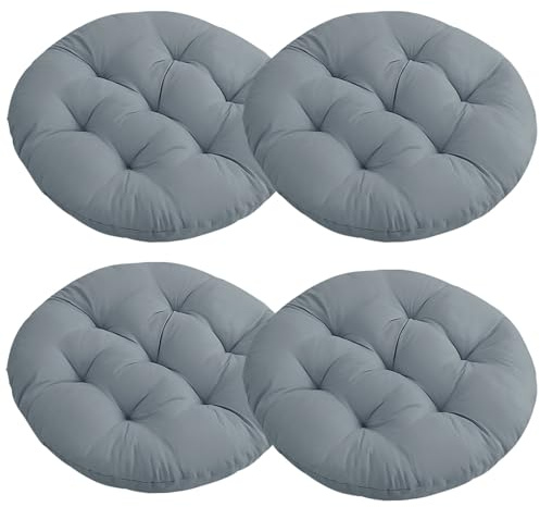 MeYuxg Chair Cushions Pad Set of 4, Outdoor/Indoor Chair Pads for Dining Chairs, 40 * 40 * 4cm Round Seat Cushions for Kitchen, Dining Room, Office, Patio Chairs - Gray
