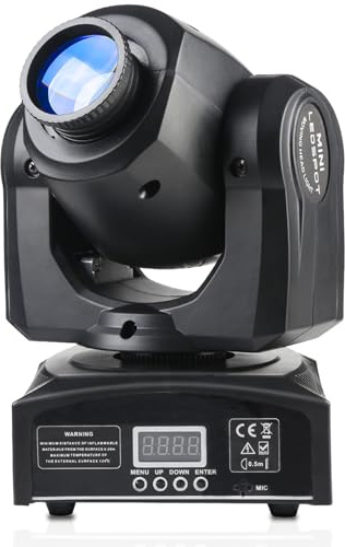WECAN Projecteur de Lumière LED Mobile, 30W, DMX 512, 8 Gobo, 8 Couleurs, 9/11 Canaux, pour Soirée, Bar, Mariage 1 pièces