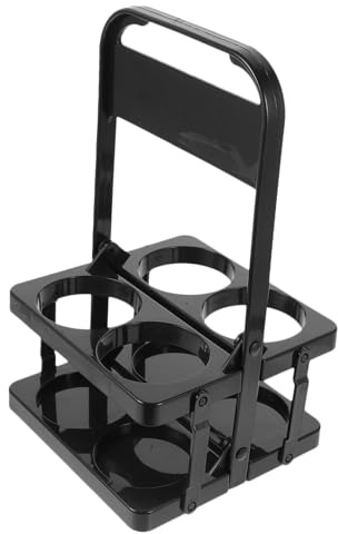 WOONEKY Cesta Plegable para Cerveza Negra 4 Compartimentos, Material Resistente Asa, Portavasos Reutilizable para Transporte De Botellas De Cerveza Ktv y Hogar, Soporte Portátil para Botellas