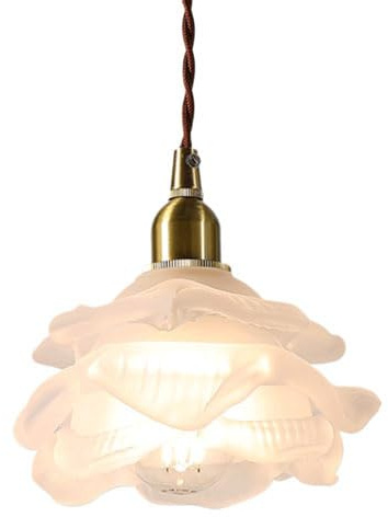 Creative Flower Shaped Pendant Lamp Shade, E14 Light Source Single-head, Modern Minimalist Style Glass Hanging Light, Restaurant Corridor Hotel Decoration Light Fixtures