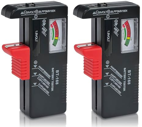 2Pcs Magnetic Battery Tester Universal Battery Checker for AA AAA C D 9V 1.5V Button Cell Batteries, Requires No Battery to Operate