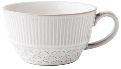 lskdnrufh Taza de café vintage de porcelana extragrande, taza de desayuno con relieve y tazón de sopa, taza gigante ancha con asas