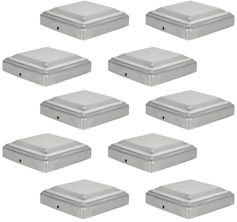Aartner Fence Post Caps, 10 PCS Fence Toppers for 3x3 / 4x4 Posts, Metal Fence Post Tops, Weatherproof Post Base Cover, Metal Post Skirt for Garden Wooden Posts (10, 100 * 100mm(3.94 * 3.94inch))