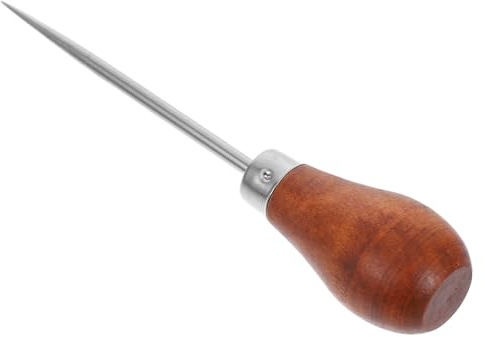 WRITWAA Punteruolo di Cuoio Multifunzionale con Manico in Legno Ergonomico Punteruolo Versatile Leggero per Rilegatura Libri Tessitura Fai da Te e Lavori Artigianali Portatili
