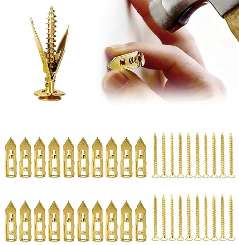 Self Drilling Drywall Anchors with Screws Kit, 2026 Upgraded Heavy Duty No Drill Wall Drywallgrip Expansion Anchors Screws Kit, No Pre-Drilling for Shelves Furniture Frames (20, 0.47 in×1.57 in)
