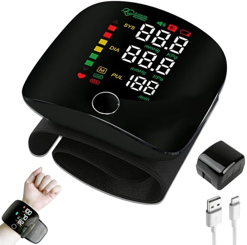 Wrist Blood Pressure Monitors with LED Touchscreen, Adjustable Wrist Cuff