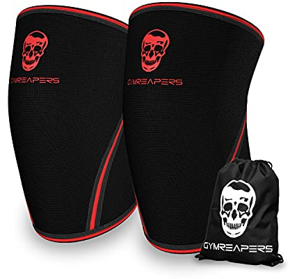 Knee Sleeves (1 Pair) Free Gym Bag - Knee Sleeve & Compression Brace for Squats, Fitness, Weightlifting, and Powerlifting - Gymreapers 7MM Sleeve Pair - For Men & Women - 1 Year Warranty (Large)