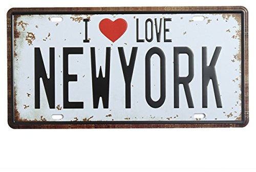 New York License Plate Tin Sign Vintage Metal Poster Bar Pub Jersey Wall Decor