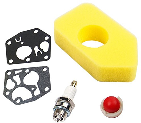 Carkio Filtre à air 698369 4216 avec joint de diaphragme carburateur 495770 poire d'amorçage 694394 Bougie d'allumage compatible avec moteur Briggs & Stratton 3,5-4,5 HP Classic Sprint Quattro