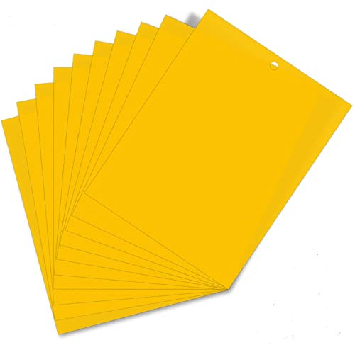 HellDoler Klebrige Insektenfallen,50 Stück Klebrige Fallen Gelbe Klebrige Papiere für Weiße Fliegen, Blattläuse, Blatt Bergmann, Motten andere Insekten,15cm x 20cm (50PCS)