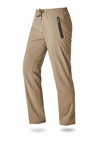 Boladeci Men's Hiking Pants Lightweight Quick Dry Athletic Pants, Khaki, 34