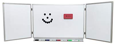 OrgaScout Klapptafel Set - 40cm x 60cm / 40cm x 120cm - beschreibbare Magnettafel weiß mit lackierter Whiteboard Oberfläche - mit Tafelwischer, 10 schwarzen Magneten und 4 farbigen Boardmarkern