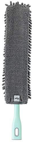 Vigar - Plumero Largo de Microfibra - Con Cabezal Flexible - 7 x 3 x 52 cm - Colección Rengo - Desmontable - Perfil Extra Plano - Color Gris y Turquesa