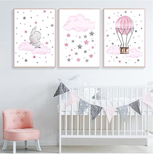 GVOZI Leinwanddruck Kinder Wolke Ballon Baby Kinderzimmer Wandkunst Leinwanddruck Malerei Dekoratives Bild Nordic Kind Mädchen Schlafzimmer Dekoration 40x50cm