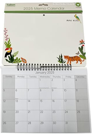 2024 Memoboard zum Aufhängen, Wiro-Wandkalender, Familienorganisator mit Stift, Tierdruck (Design Nr. 5)