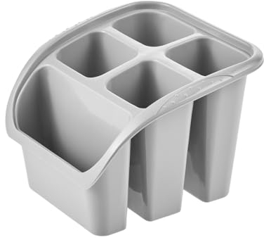 keeeper Besteckabtropfer, 5 Fächer, Abtropfgestell, 16 x 16 x 12 cm, Pino, Grau (Nordic Grey)