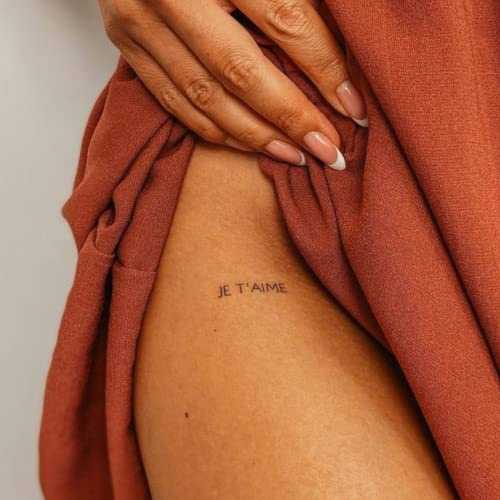 Inkster Tattoo - Schriftzug Je t´aime | vegane & wasserfeste Temporäre Tattoos für Erwachsene - EU-Kosmetikzertifizierte Farbe - revolutionäres 2 Wochen Tattoo | Premium Klebetattoos & Fake Tattoo