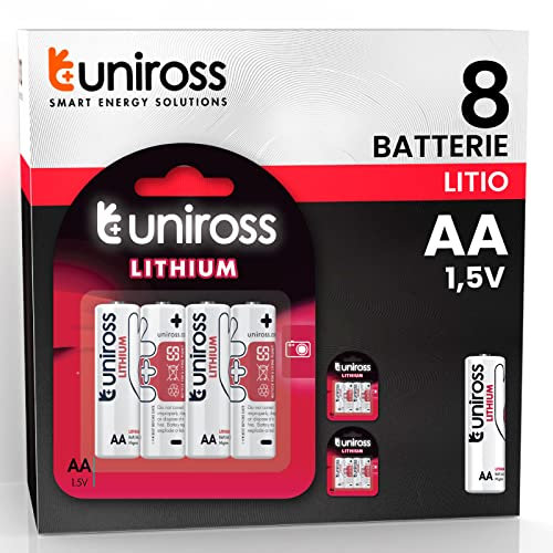 Uniross Pile Stilo Lithium AA 1,5V Ultra Performance Mignon Al Litio - 2 Blister Da 4 Batterie Li-Ion