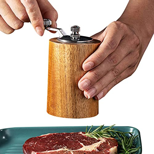 Abonda Macina Pepe in Legno | Smerigliatrice Manuale per Semi di Lino - Mulino per spezie Portatile a Mano Regolabile per ruvidità