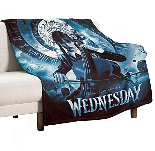 Coperta Addams in flanella di flanella super morbida coperta coperta per letto e divano in cotone decorativo, dimensioni 122,5 x 100,5 cm per divano e letto