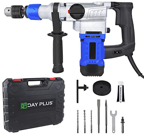 Electric Hammer Drill Corded with Carry Case, 1080W Heavy Duty Rotary Hammer Drill 240V with SDS Plus, Variable Speed Electric Impact Drill Multi Purpose Power Tool for Home Improvement,Concrete,Steel