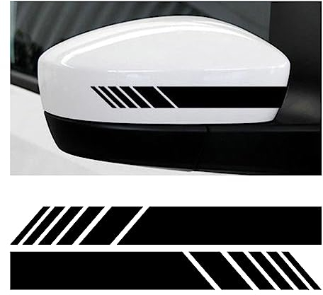 CGEAMDY 2 PCS De Pegatinas De Espejo Retrovisor para Coche, Rayas Reflectantes Calcomanía, Decoración Adhesivo para Capó y Puerta Lateral del Coche (Negro)