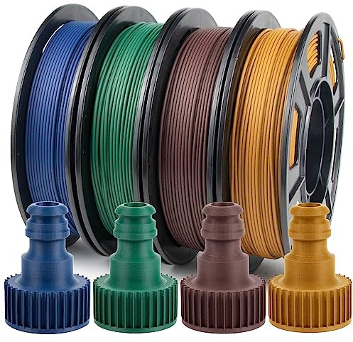 iSANMATE Carbon Fiber PLA Filament 1.75mm, Carbon Filament Kohlefaser 3D Drucker Filament Dimensional Accuracy +/- 0,02 mm, 250g Spool x 4 Colours, Braun/Blau/Armeegrün/Holz
