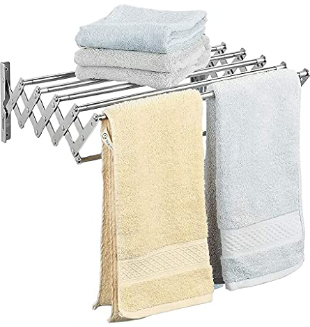 GGZONE Handtuchhalter 304 Edelstahl Badezimmer Handtuchhalter Teleskop Badezimmer Handtuchhalter Wandhalterung Trockner Wäscheständer Einklappbare Schraubenmontage (Size : 48-77cm) Beautiful Scenery